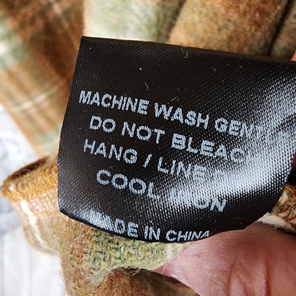 Norah Plaid Oversized Snap Front Shacket Wool Blend Pumpkin Sage Cream Size 44 - Picture 13 of 14